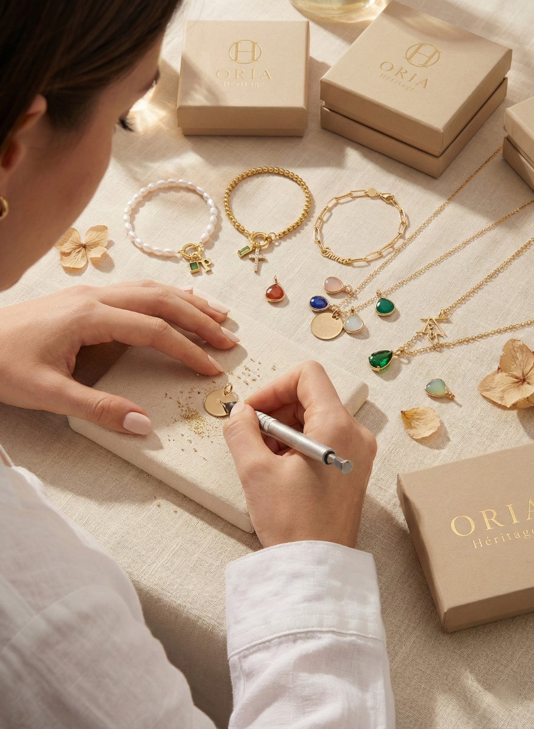 Beaded Initial Bracelet with Birthstone