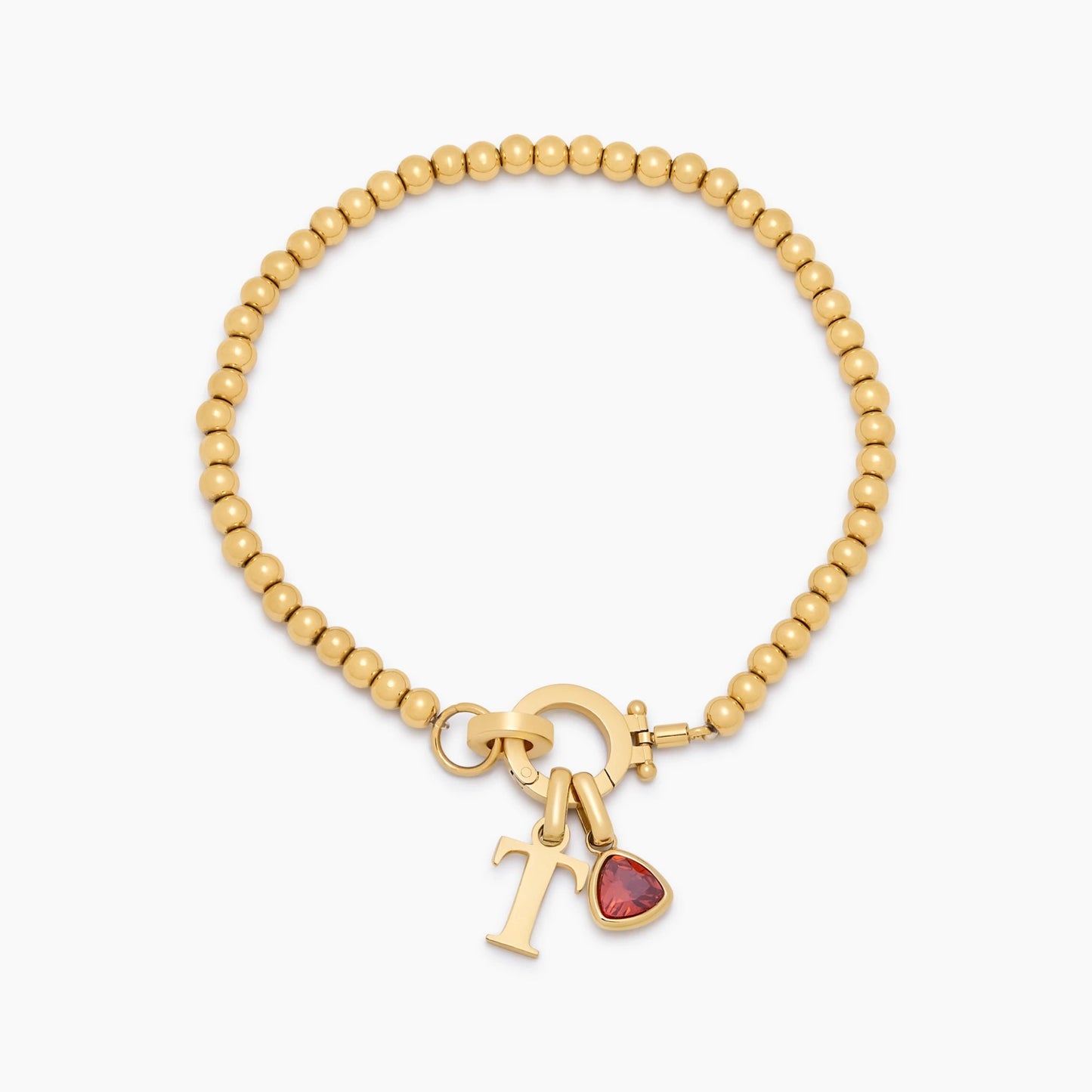 Bracelet Initiale Perlé à Pierre de Naissance