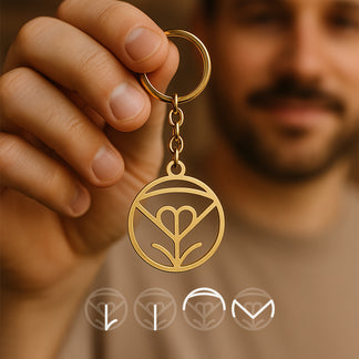 Symbole Familiale | Porte Clés Monogramme Personnalisé