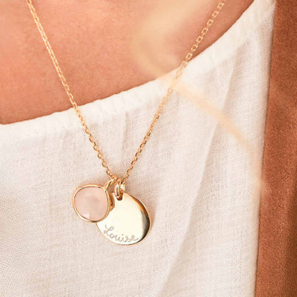 Collier Personnalisé Médaillon à Pierre de Naissance